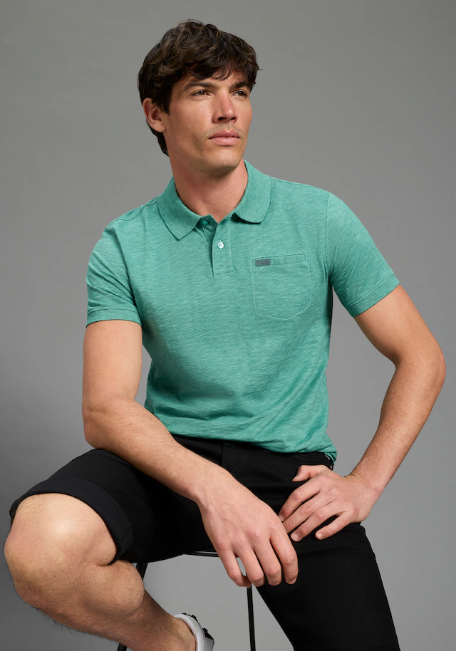Bruno Banani Poloshirt »meliert« Kurze Knopfleiste, hochwertiger Spezial-Melange und Brusttasche