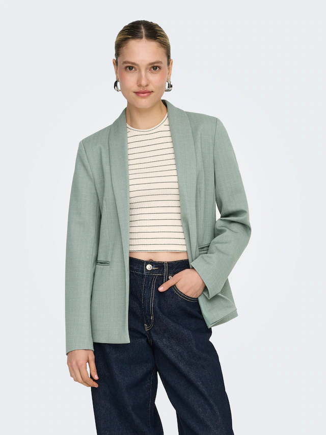 ONLY Longblazer »ONLESKA-ADDY LIFE L/S HB BLAZER CC TLR« mit Reverskragen, verschlusslose Form, Fischgratmuster