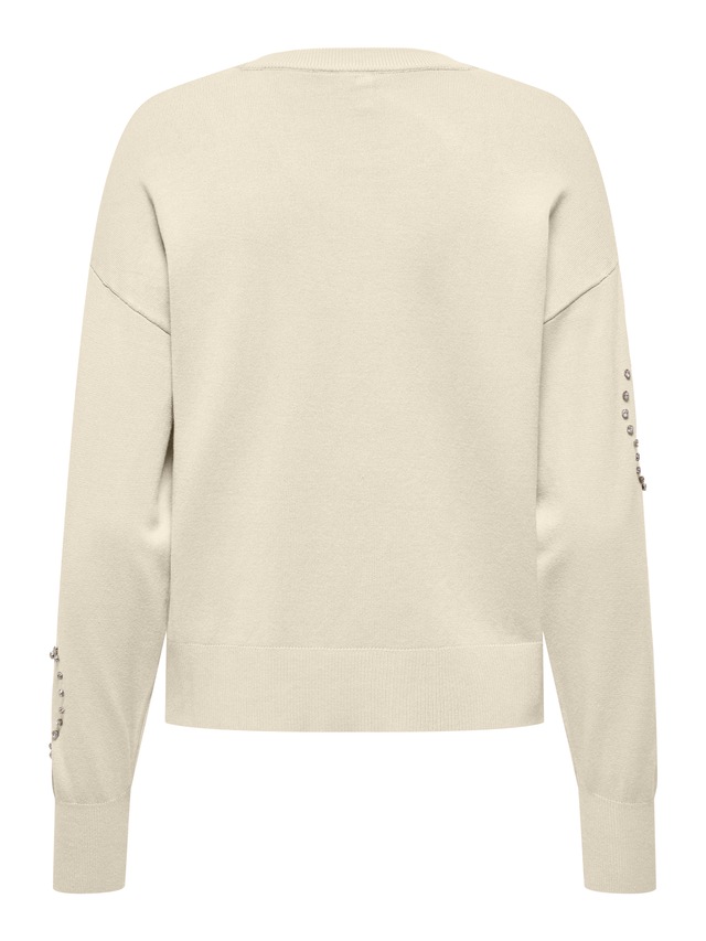 ONLY Rundhalspullover »ONLBEE LS HEART BLING O-NECK CC KNT« mit Glitzersteinen