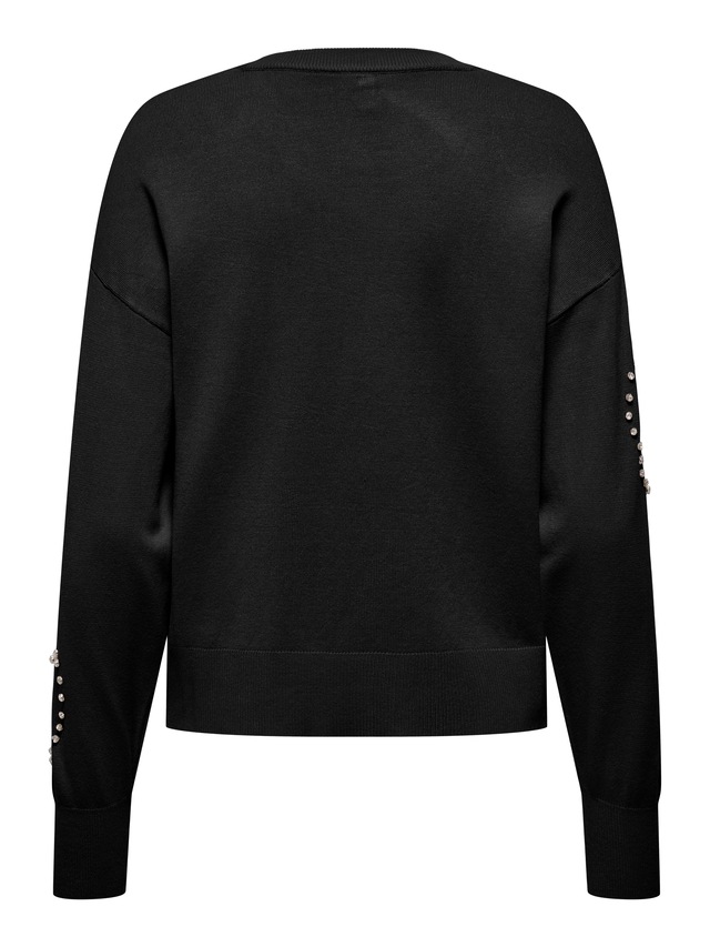 ONLY Rundhalspullover »ONLBEE LS HEART BLING O-NECK CC KNT« mit Glitzersteinen