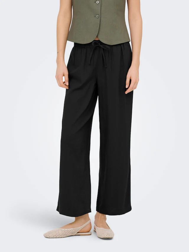 ONLY Culotte »ONLGOA MW LIN BL PULL-UP CULOTTE CC PNT« mit Leinen