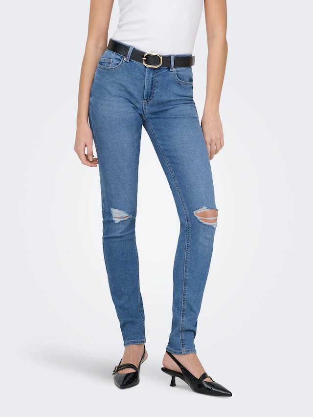 ONLY Skinny-fit-Jeans »ONLSUMI MID WAIST KNEE DES SK DNM BOX« Destroyed Effekte