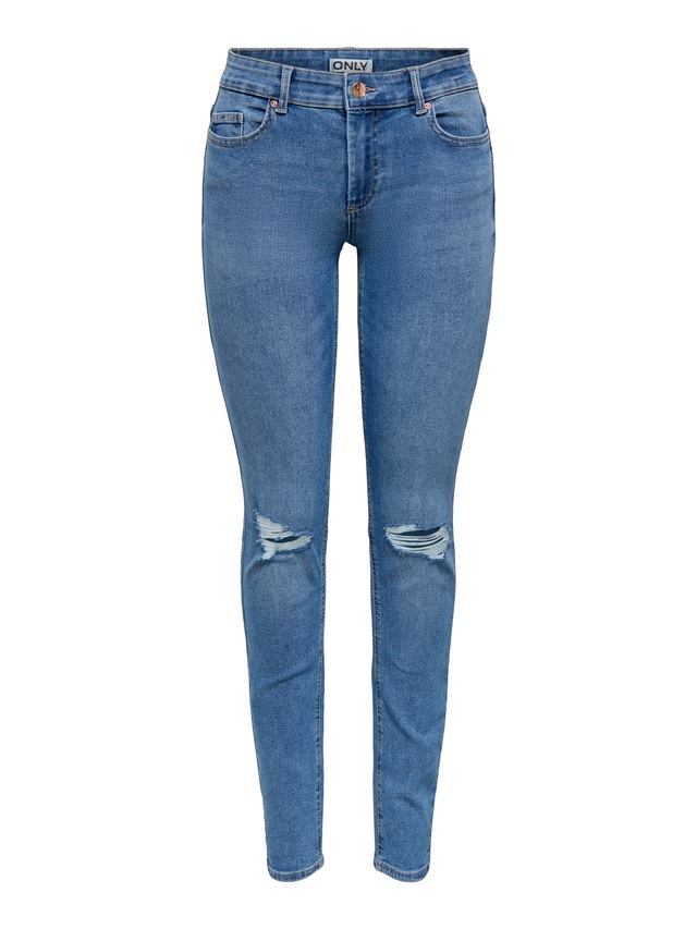 ONLY Skinny-fit-Jeans »ONLSUMI MID WAIST KNEE DES SK DNM BOX« Destroyed Effekte