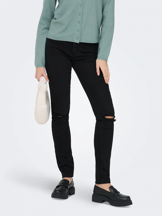 ONLY Skinny-fit-Jeans »ONLSUMI MID WAIST KNEE DES SK DNM BOX« Destroyed Effekte