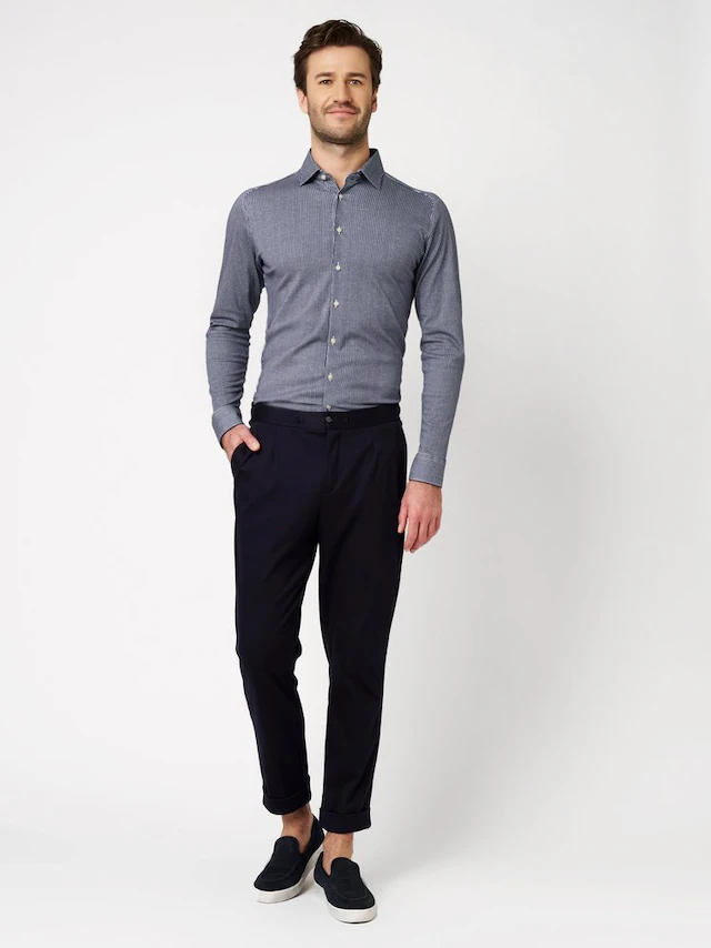 DESOTO Langarmhemd »Casual Kent 1/1« Jerseyhemd, Kentkragen, Slim Fit