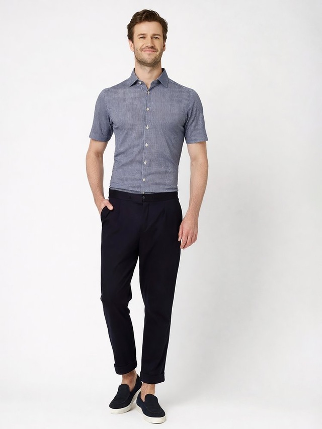 DESOTO Kurzarmhemd »Casual Kent 1/2« Kentkragen, Jerseyhemd, slim fit, fein gestreift