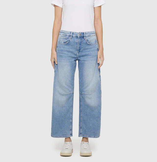 MAC 5-Pocket-Jeans »OHIO Barrel« Barrel Fit, Naht-Detail auf Kniehöhe