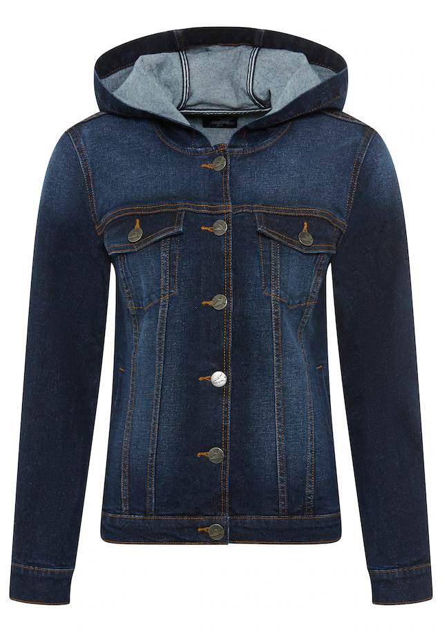 Arizona Jeansjacke mit Kapuze mit Kapuze, Regular Fit, mit Knopfleiste, mit Knopf-Applikationen