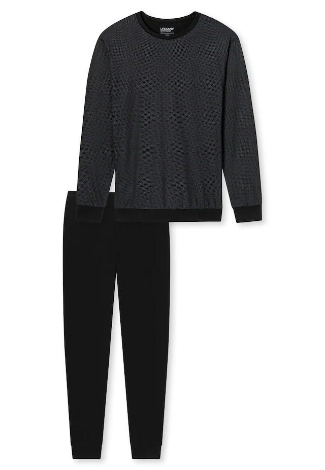 uncover by SCHIESSER Schlafanzug »Uncover Nightwear« 2 Langarm, Rundhals-Ausschnitt, Single Jersey-Qualität, weich