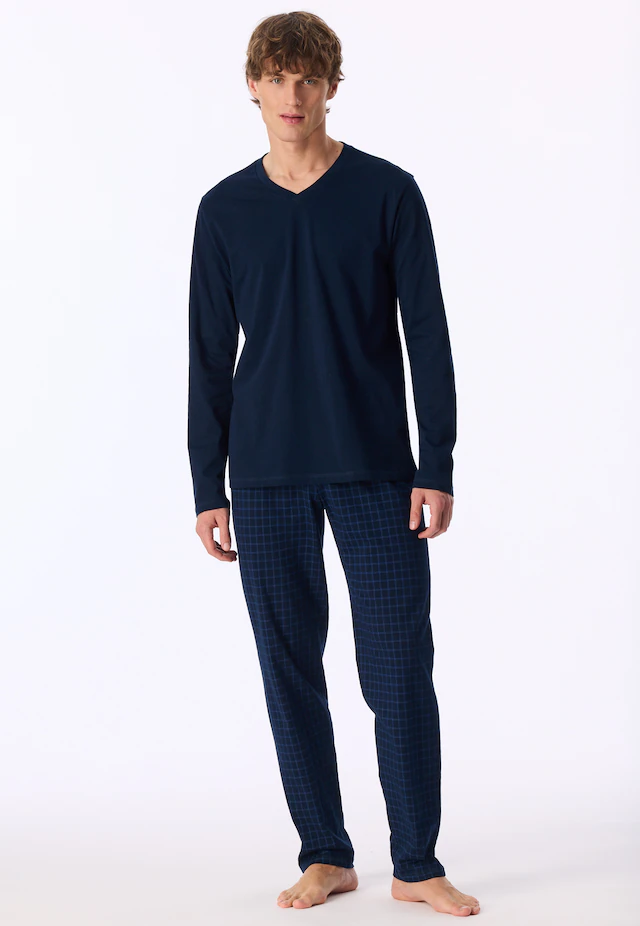 uncover by SCHIESSER Schlafanzug »Uncover Nightwear« 2 tlg. Single Jersey-Qualität, Langarm, V-Ausschnitt, weich