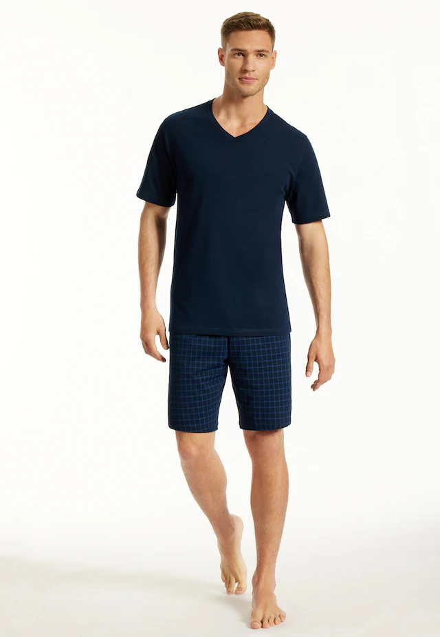 uncover by SCHIESSER Shorty »Uncover Nightwear« 2 tlg. V-Ausschnitt, Kurzarm, Kurze Hose, Reine Baumwolle, weich