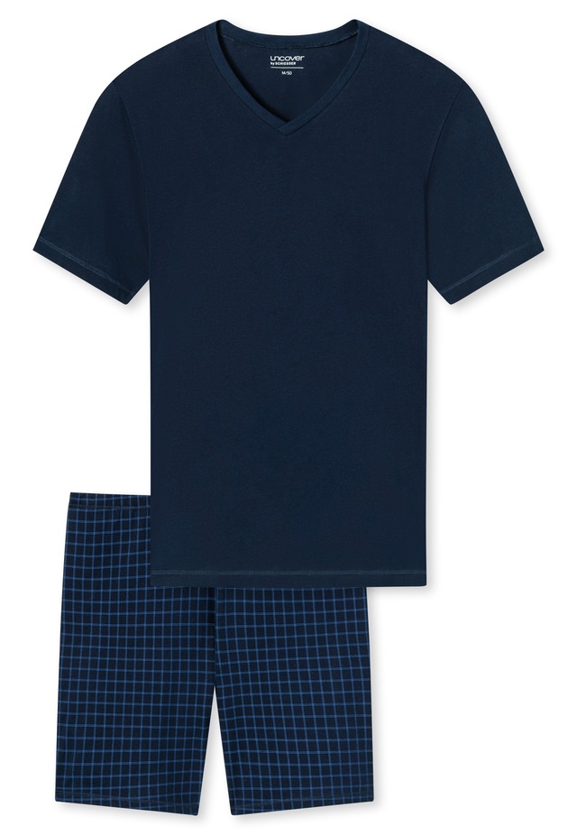 uncover by SCHIESSER Shorty »Uncover Nightwear« 2 tlg. V-Ausschnitt, Kurzarm, Kurze Hose, Reine Baumwolle, weich