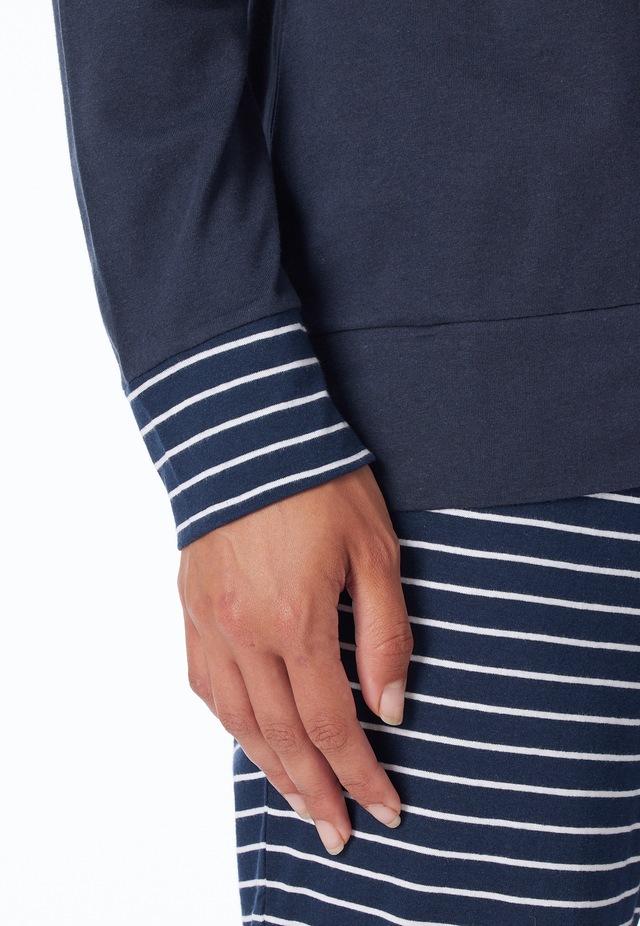 uncover by SCHIESSER Schlafanzug »Uncover Nightwear« 2 tlg. Rundhalsausschnitt, Pure Cotton, Streifen, Single Jersey, Langarm