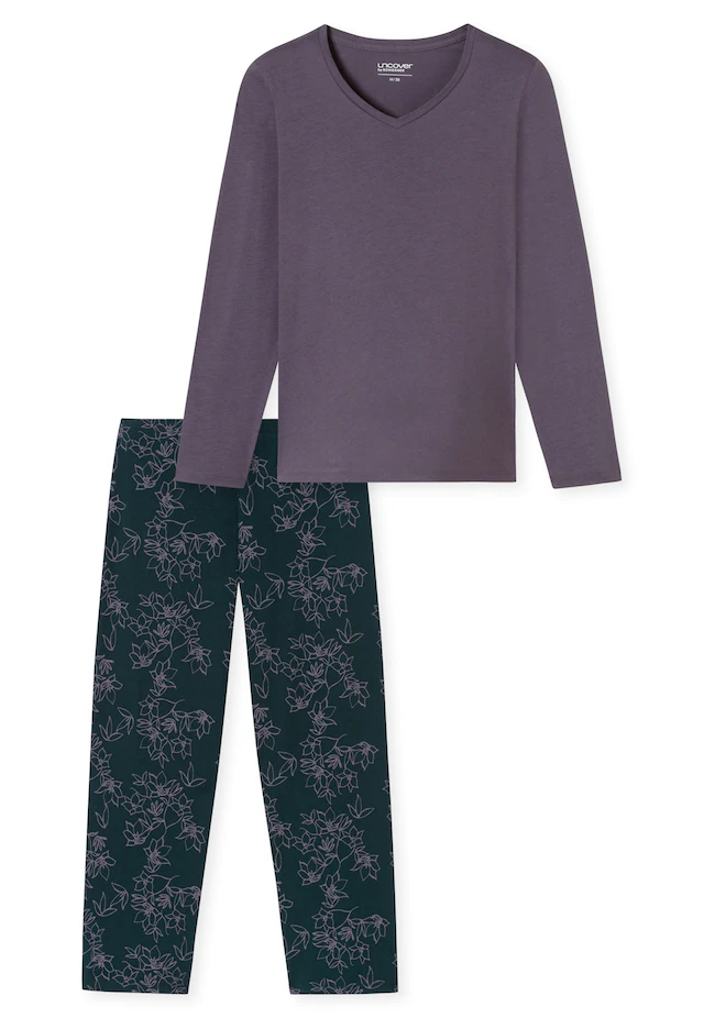 uncover by SCHIESSER Schlafanzug »Uncover Nightwear« 2 tlg. Baumwolle, Singel Jersey-Qualität, langärmelig, atmungsaktiv, bequem