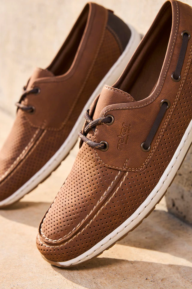 Rieker Bootsschuh Mokassin, Halbschuh, Frühlingsschuh mit Perforation