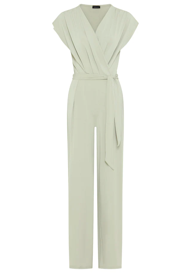Laura Scott Jumpsuit mit Wickeloptik und Gürtel, aus elastischem Jersey-Material