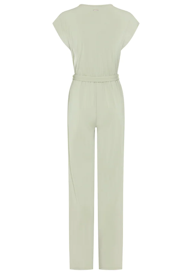 Laura Scott Jumpsuit mit Wickeloptik und Gürtel, aus elastischem Jersey-Material