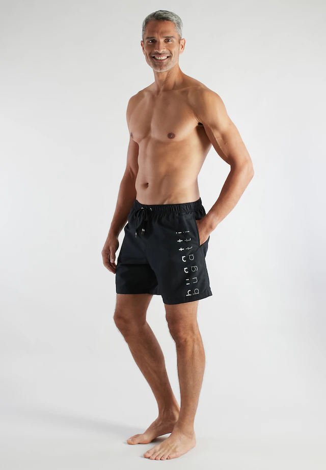 bugatti Badeshorts basic, mit Logodruck, mit Kordelzug, bequem