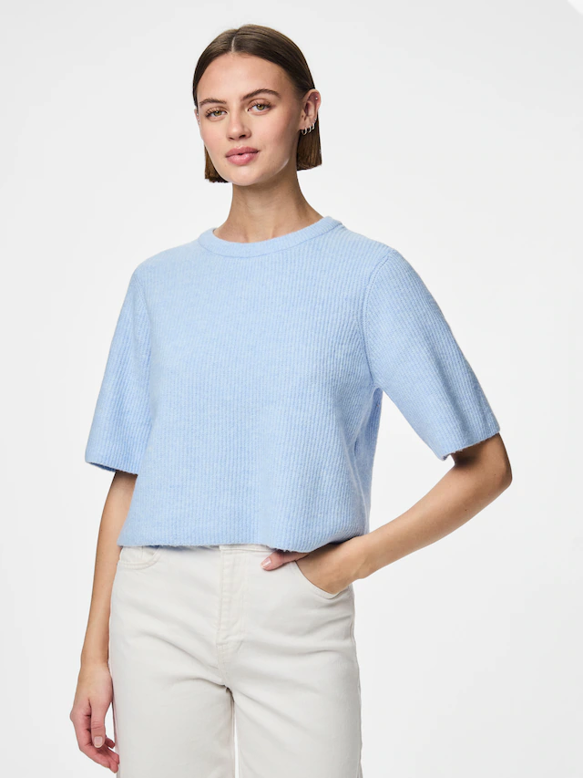 pieces Strickpullover »PCSILLY SS O-NECK KNIT NOOS BC« mit weiten, kurzen Ärmeln