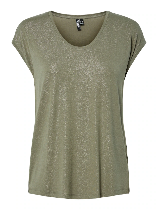 pieces Kurzarmshirt »PCALICE SS GLITTER TEE JRS NOOS BC« Viskosemischung, loose fit