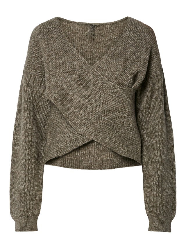 pieces Wickelpullover »PCSILLY LS REV WRAP KNIT NOOS BC« im Wickeldesign