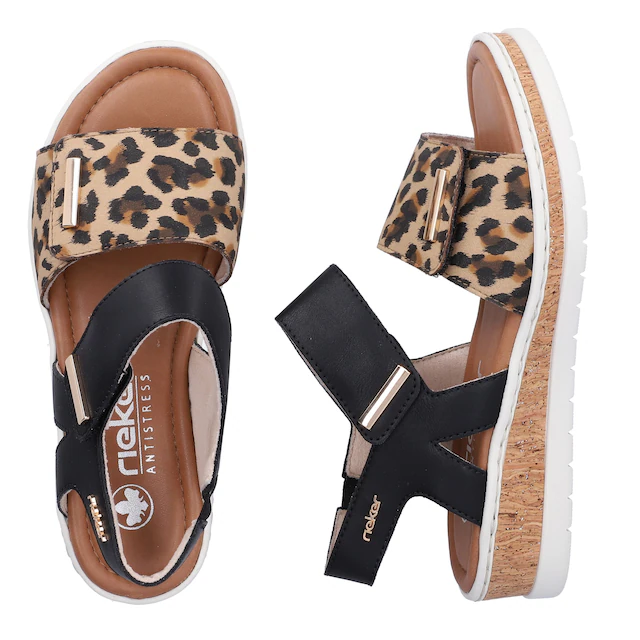 Rieker Sandale Sommerschuh, Keilsandalette, Plateausandale mit Klett