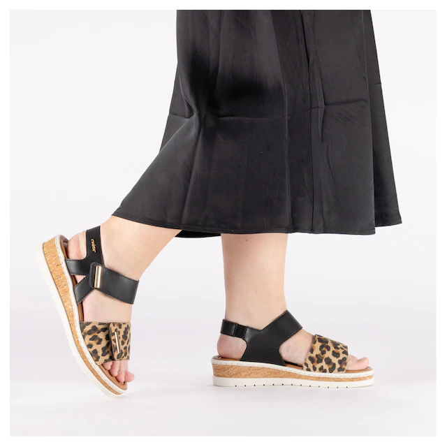 Rieker Sandale Sommerschuh, Keilsandalette, Plateausandale mit Klett