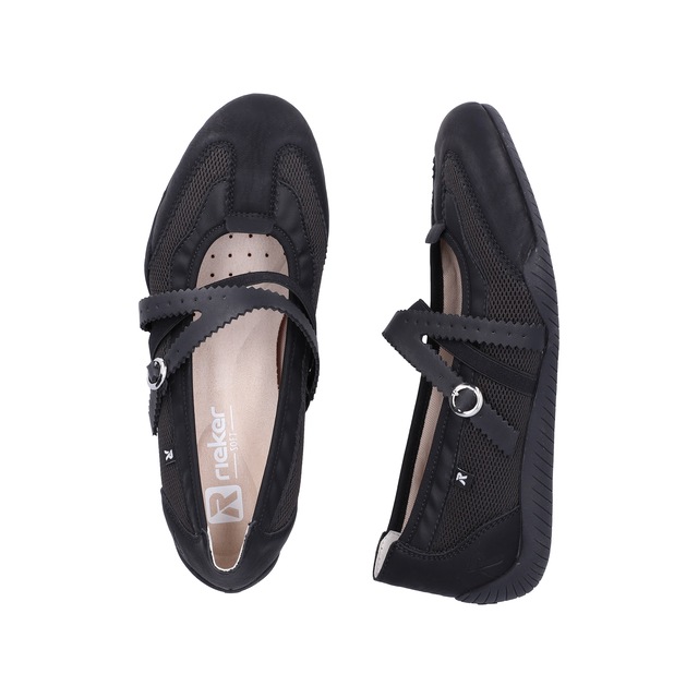 Rieker Riemchenballerina Schlupfschuh, Flats, Slipper mit Mesheinsatz