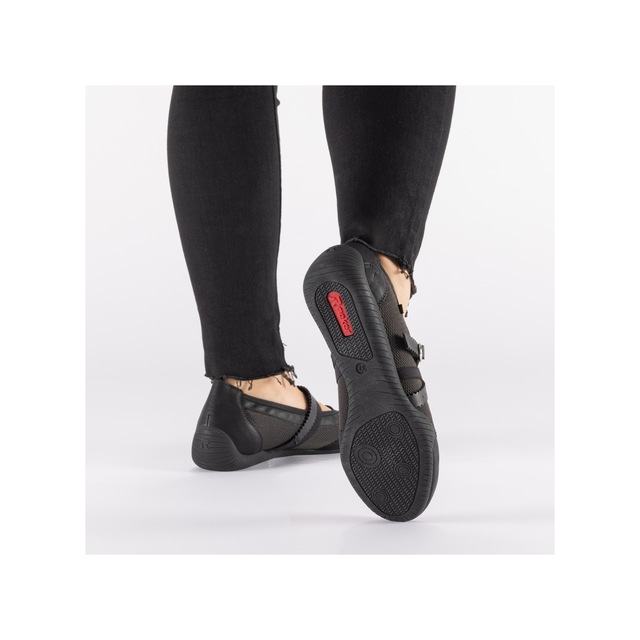 Rieker Riemchenballerina Schlupfschuh, Flats, Slipper mit Mesheinsatz