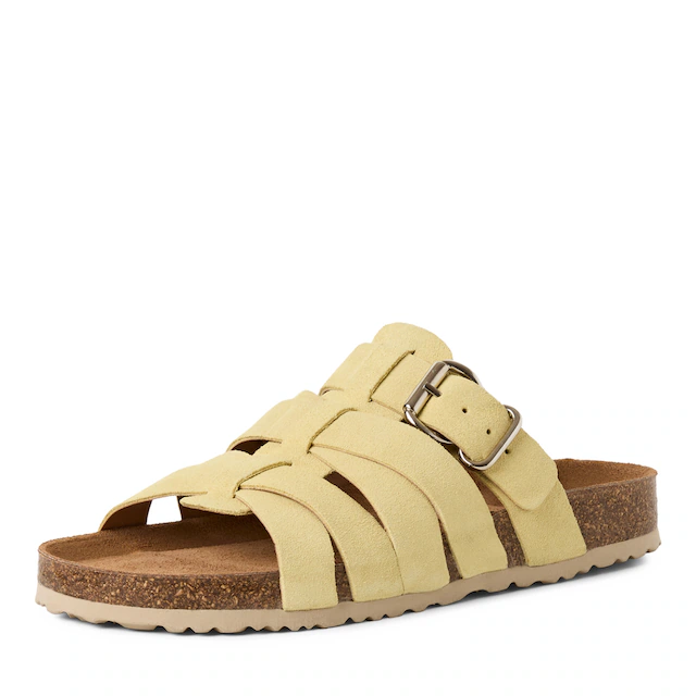 Tamaris Pantolette Schlupfschuh, Hausschuh, Sommerschuh mit Veloursleder-Fußbett