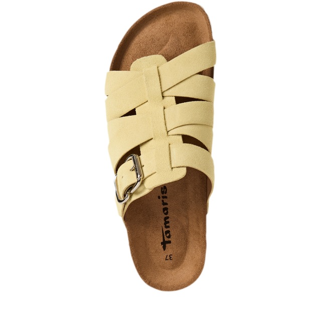 Tamaris Pantolette Schlupfschuh, Hausschuh, Sommerschuh mit Veloursleder-Fußbett