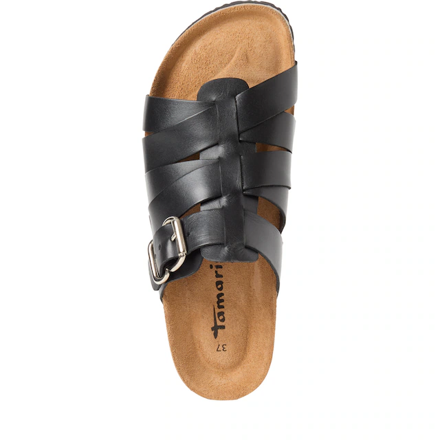Tamaris Pantolette Schlupfschuh, Hausschuh, Sommerschuh mit Veloursleder-Fußbett