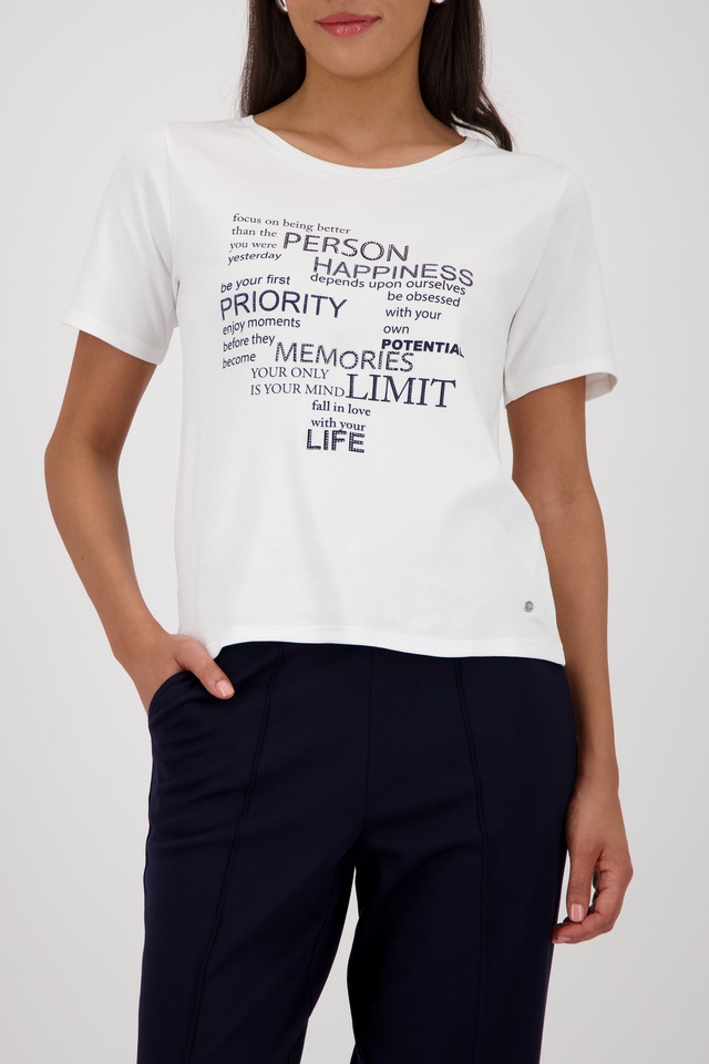 Monari T-Shirt Rundhalsausschnitt, Regular Fit, Strasssteine