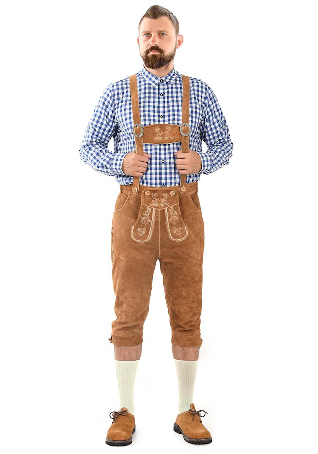 Alessandro Salvarini Trachtenlederhose »ASSeppl« Lederhose aus Echtleder mit Träger im traditionellen Stil