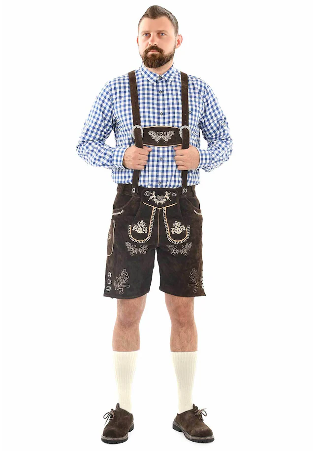 Alessandro Salvarini Trachtenlederhose »ASFerdl« Lederhose in Trachtenstil in kurzer Schnittform aus Echtleder
