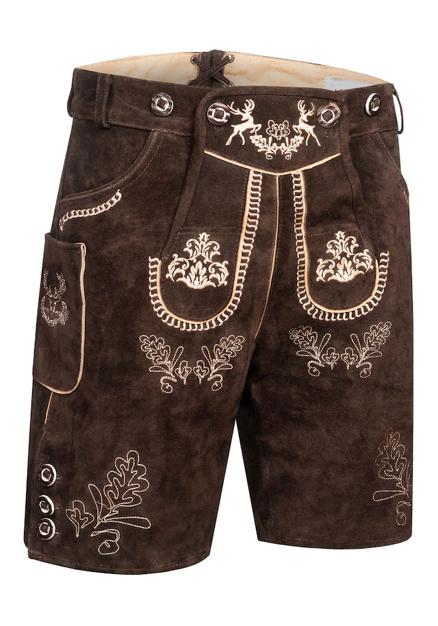 Alessandro Salvarini Trachtenlederhose »ASFerdl« Lederhose in Trachtenstil in kurzer Schnittform aus Echtleder
