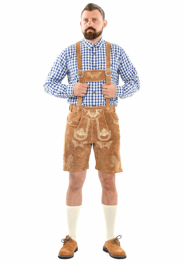 Alessandro Salvarini Trachtenlederhose »ASFerdl« Lederhose in Trachtenstil in kurzer Schnittform aus Echtleder