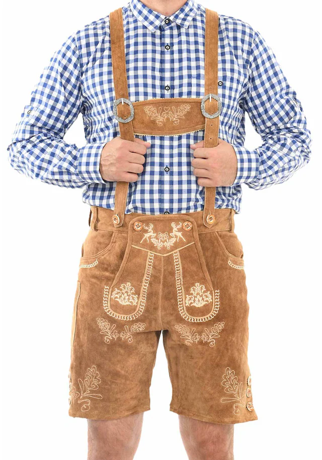 Alessandro Salvarini Trachtenlederhose »ASFerdl« Lederhose in Trachtenstil in kurzer Schnittform aus Echtleder
