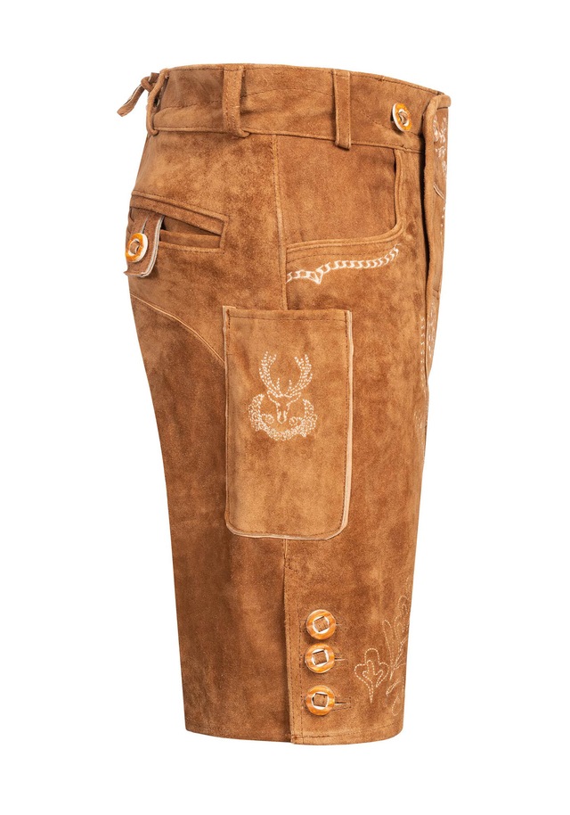 Alessandro Salvarini Trachtenlederhose »ASFerdl« Lederhose in Trachtenstil in kurzer Schnittform aus Echtleder