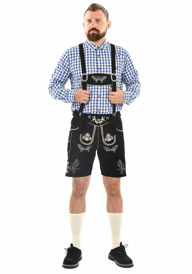 Alessandro Salvarini Trachtenlederhose »ASFerdl« Lederhose in Trachtenstil in kurzer Schnittform aus Echtleder