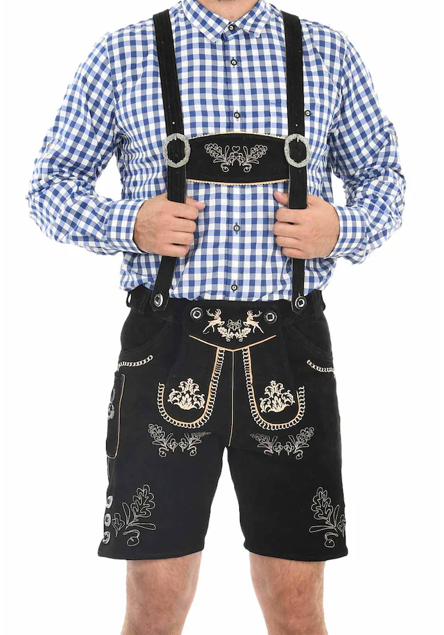 Alessandro Salvarini Trachtenlederhose »ASFerdl« Lederhose in Trachtenstil in kurzer Schnittform aus Echtleder