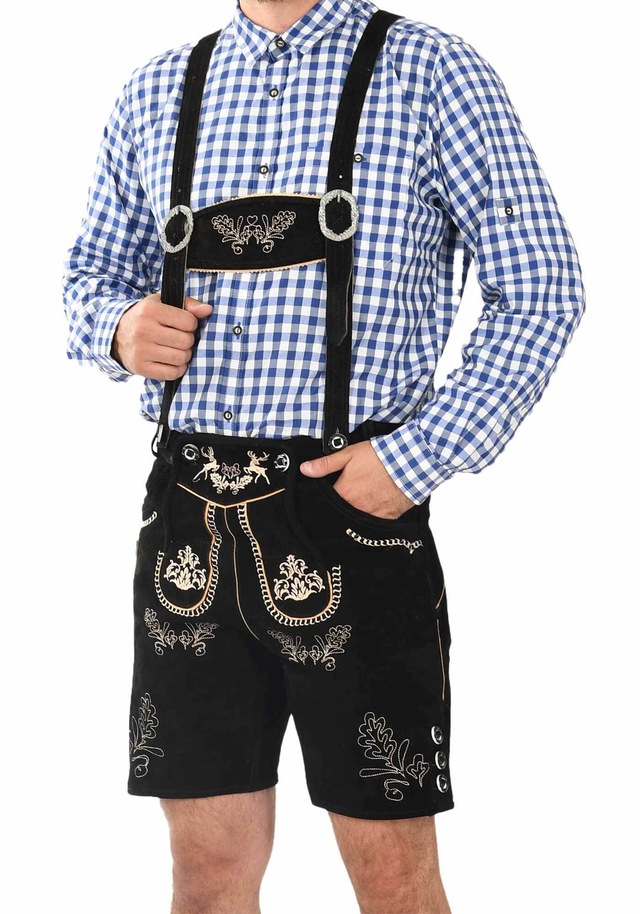 Alessandro Salvarini Trachtenlederhose »ASFerdl« Lederhose in Trachtenstil in kurzer Schnittform aus Echtleder