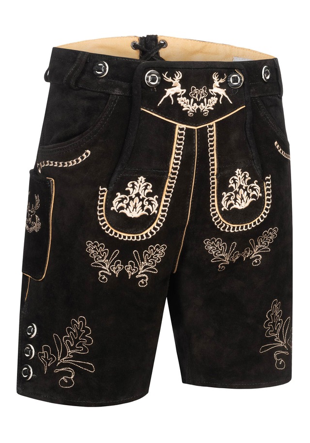 Alessandro Salvarini Trachtenlederhose »ASFerdl« Lederhose in Trachtenstil in kurzer Schnittform aus Echtleder
