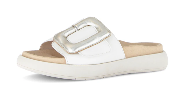 Gabor Pantolette Plateau, Schlupfschuh, Sommerschuh mit großer Zierschnalle