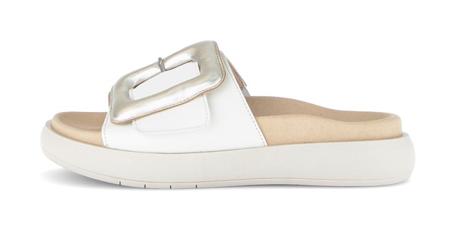 Gabor Pantolette Plateau, Schlupfschuh, Sommerschuh mit großer Zierschnalle