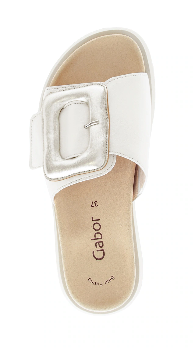 Gabor Pantolette Plateau, Schlupfschuh, Sommerschuh mit großer Zierschnalle