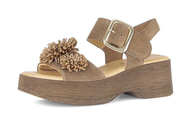 Gabor Sandalette , Sommmerschuh mit Plateau und Absatz in Holzoptik