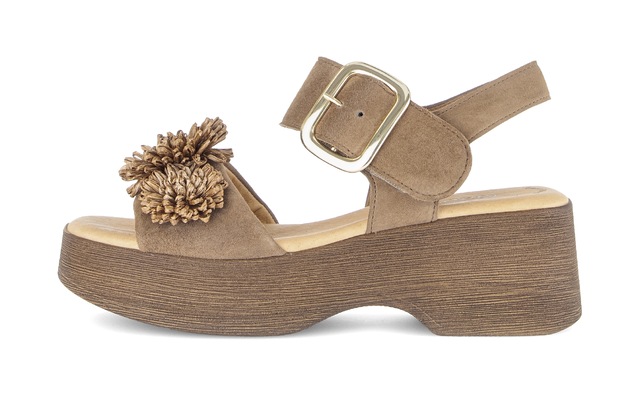 Gabor Sandalette , Sommmerschuh mit Plateau und Absatz in Holzoptik