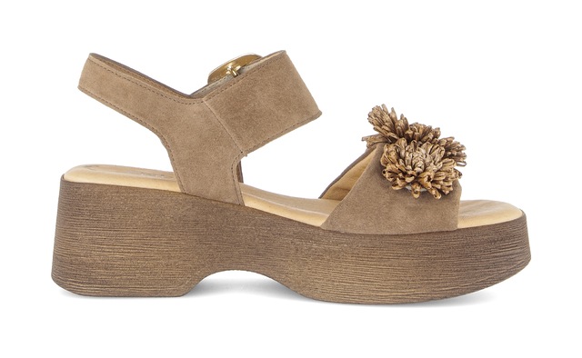 Gabor Sandalette , Sommmerschuh mit Plateau und Absatz in Holzoptik
