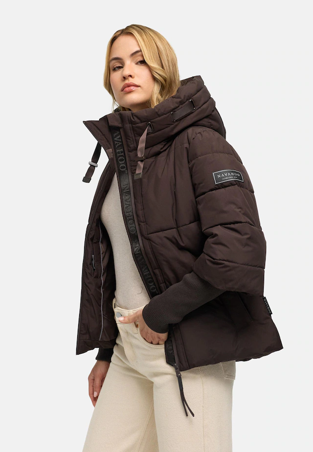 Navahoo Steppjacke »Lotusherz XIV« mit Kapuze Warme gesteppte Winterjacke mit Rippstrickärmeln